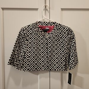 Jessica Howard Black and White Geometric Women's Top
